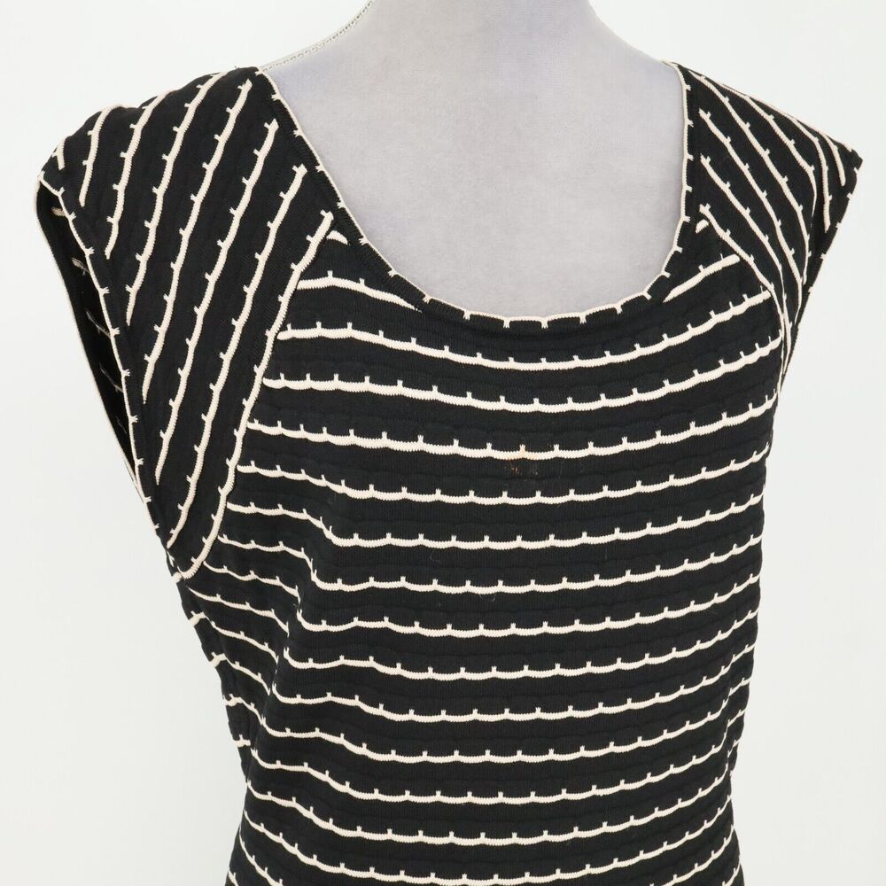 Jessica Simpson Sweater Dress Womens XL Black Ivory Stripes Knit Fit n Flare - Picture 6 of 12